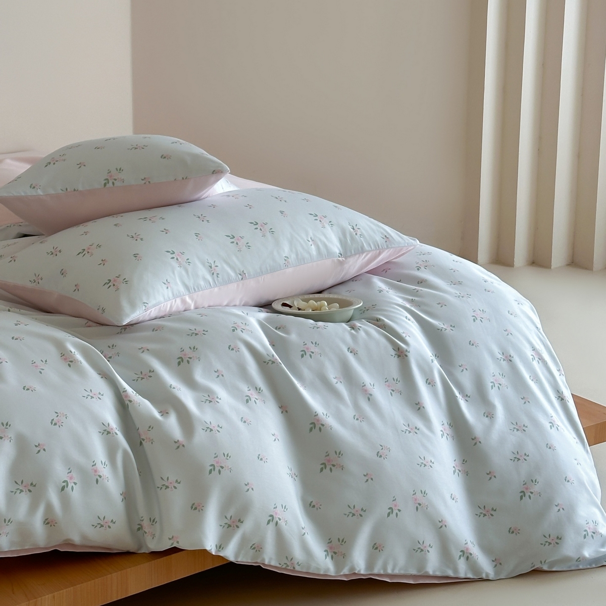 91家纺网 家纺一手货源 找家纺 桃喜 2026春夏新款ins风60支长绒棉纯棉四件套 （会员-5）严格控价 券后不低于159/179 蓝瓷碎花