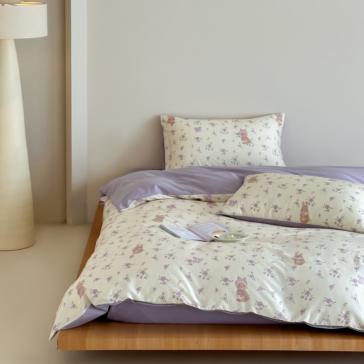 91家纺网 家纺一手货源 找家纺 桃喜 2026春夏新款ins风60支长绒棉纯棉四件套 （会员-5）严格控价 券后不低于159/179 鸢尾花兔兔