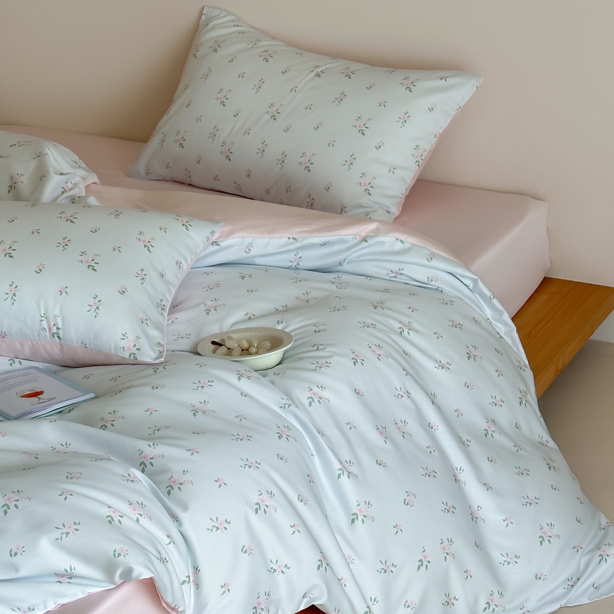 91家纺网 家纺一手货源 找家纺 桃喜 2026春夏新款ins风60支长绒棉纯棉四件套 （会员-5）严格控价 券后不低于159/179 蓝瓷碎花