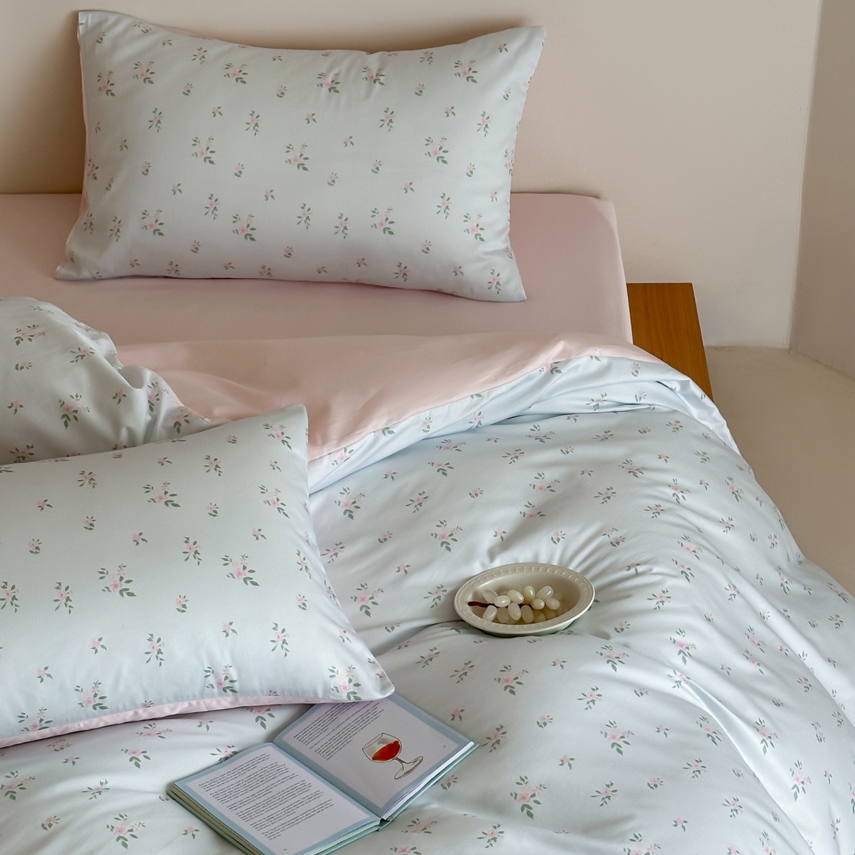 91家纺网 家纺一手货源 找家纺 桃喜 2026春夏新款ins风60支长绒棉纯棉四件套 （会员-5）严格控价 券后不低于159/179 蓝瓷碎花
