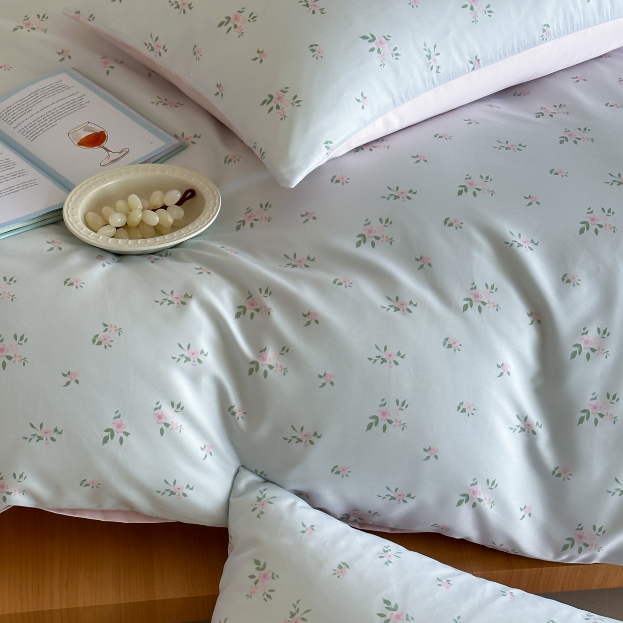 91家纺网 家纺一手货源 找家纺 桃喜 2026春夏新款ins风60支长绒棉纯棉四件套 （会员-5）严格控价 券后不低于159/179 蓝瓷碎花