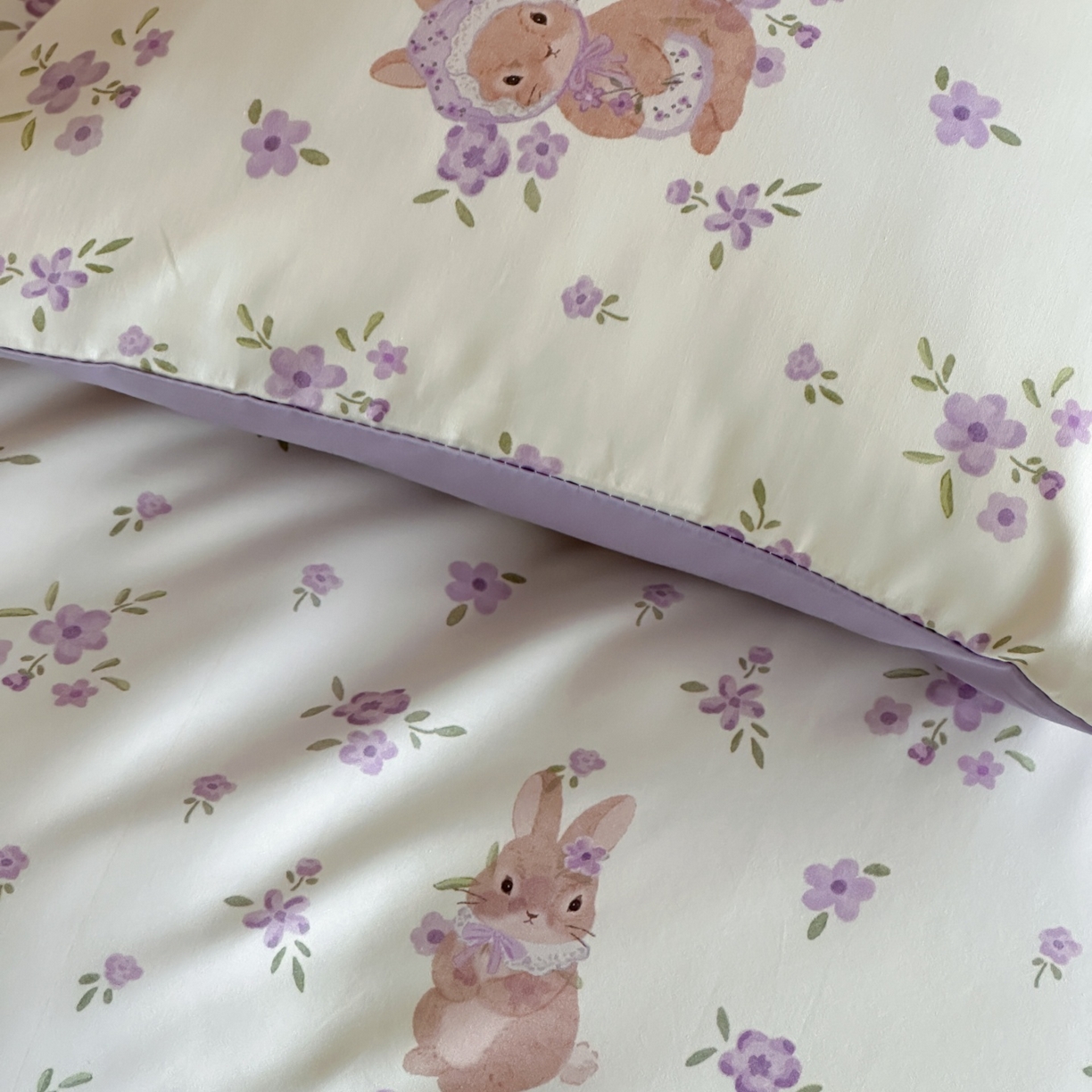 91家纺网 家纺一手货源 找家纺 桃喜 2026春夏新款ins风60支长绒棉纯棉四件套 （会员-5）严格控价 券后不低于159/179 鸢尾花兔兔