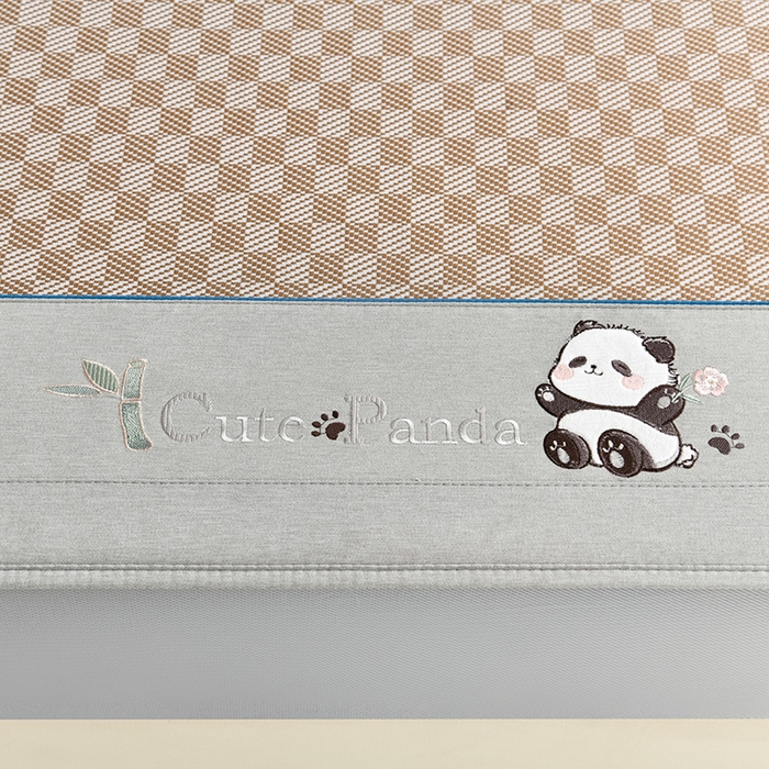 91家纺网 家纺一手货源 找家纺 小牛席业 2026新款棋盘格-熊猫凉感冰丝席凉席席子系列（床笠款） 咖色