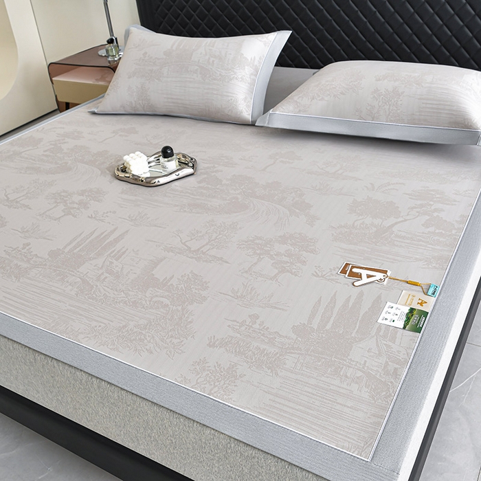 91家纺网 家纺一手货源 找家纺 （总）小牛席业 2026新款【实拍风格】双PE高凉感-托斯卡纳凉感大提花冰丝席席子凉席