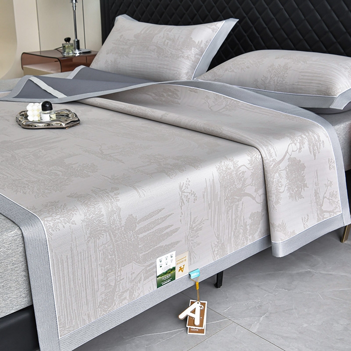 91家纺网 家纺一手货源 找家纺 （总）小牛席业 2026新款【实拍风格】双PE高凉感-托斯卡纳凉感大提花冰丝席席子凉席