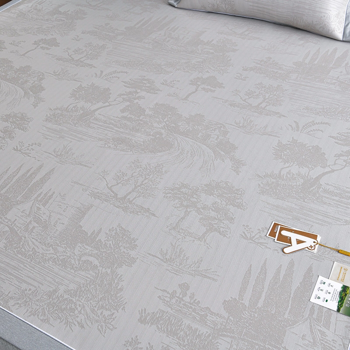 91家纺网 家纺一手货源 找家纺 小牛席业 2026新款【实拍风格】双PE高凉感-托斯卡纳凉感大提花冰丝席席子凉席 香槟