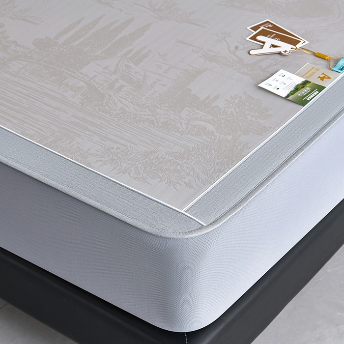 91家纺网 家纺一手货源 找家纺 小牛席业 2026新款【实拍风格】双PE高凉感-托斯卡纳凉感大提花冰丝席席子凉席-床笠款 香槟