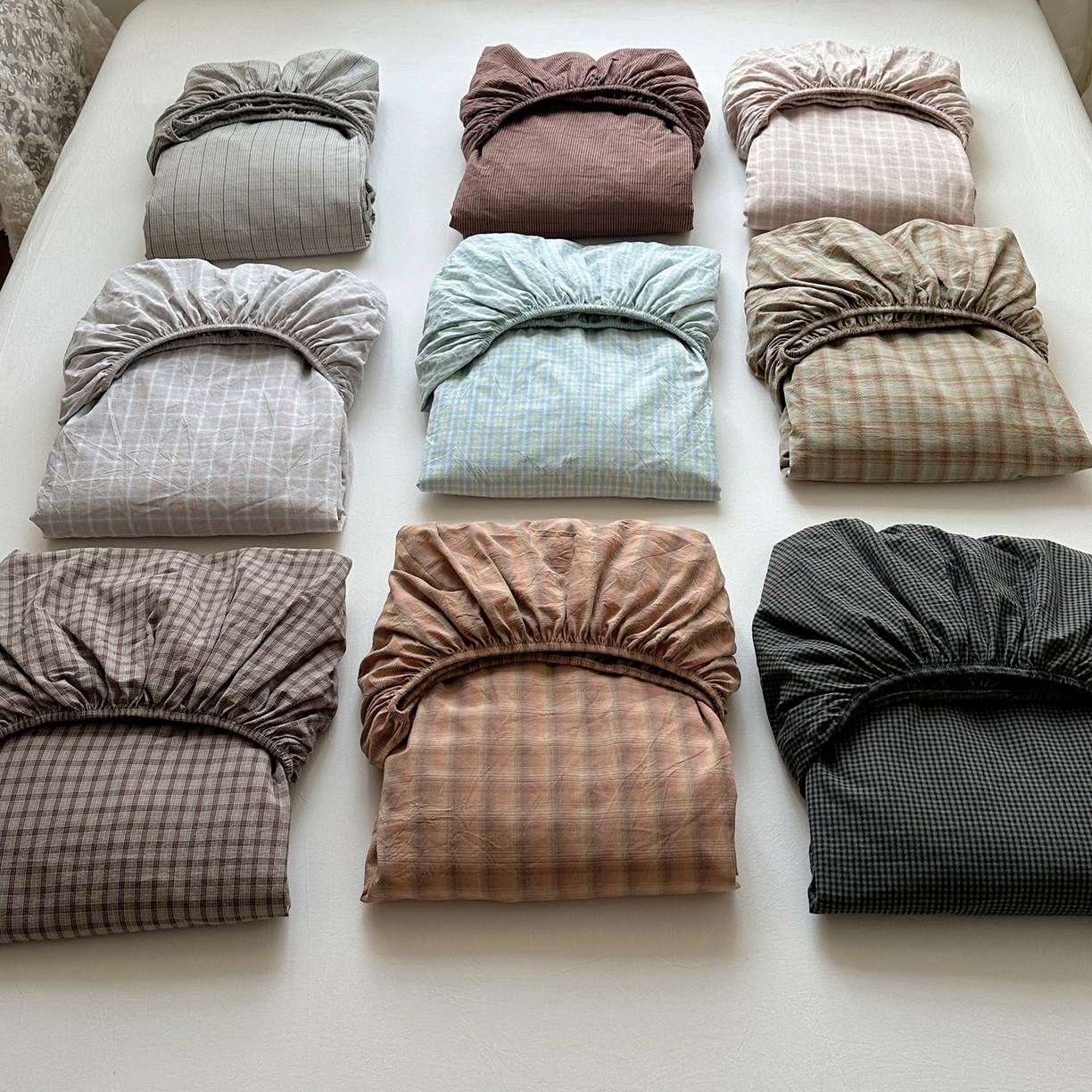 91家纺网 家纺一手货源 找家纺 六巷胡同 2026新款A类全棉纯棉水洗棉色织格子单品床笠 床笠单件 组合图仅供展示不可下单