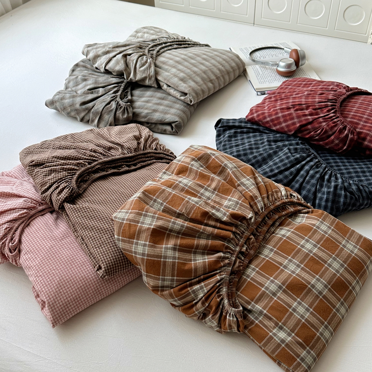 91家纺网 家纺一手货源 找家纺 六巷胡同 2026新款A类全棉纯棉水洗棉色织格子单品床笠 床笠单件 组合图仅供展示不可下单