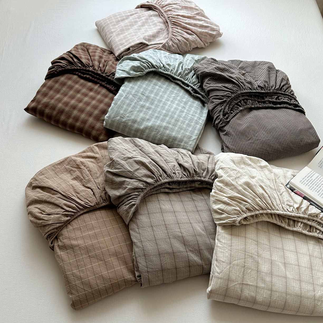 91家纺网 家纺一手货源 找家纺 六巷胡同 2026新款A类全棉纯棉水洗棉色织格子单品床笠 床笠单件 组合图仅供展示不可下单