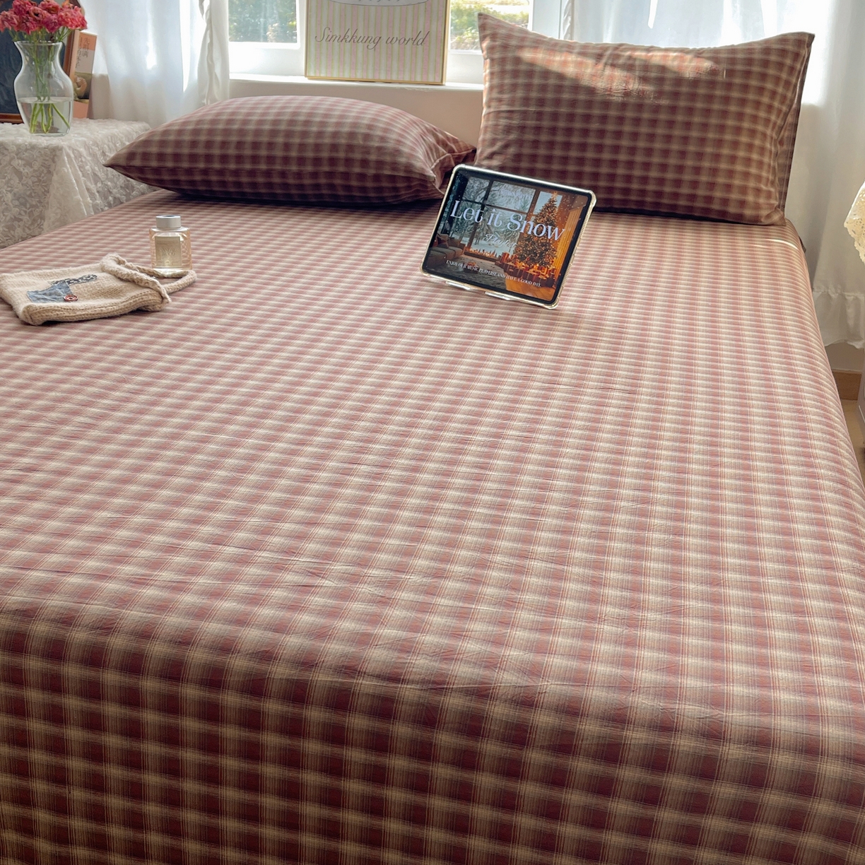 91家纺网 家纺一手货源 找家纺 （总）六巷胡同 2026新款A类全棉纯棉水洗棉色织格子单品床单 床单单件