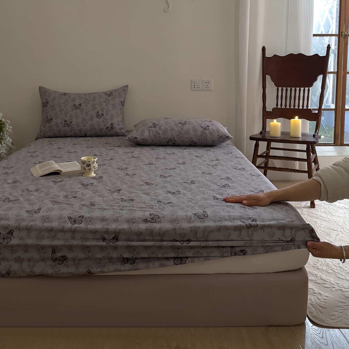 91家纺网 家纺一手货源 找家纺 （总）DoDo 兜兜 2026新款全棉纯棉复古双层纱单品床笠系列（可定做尺寸）