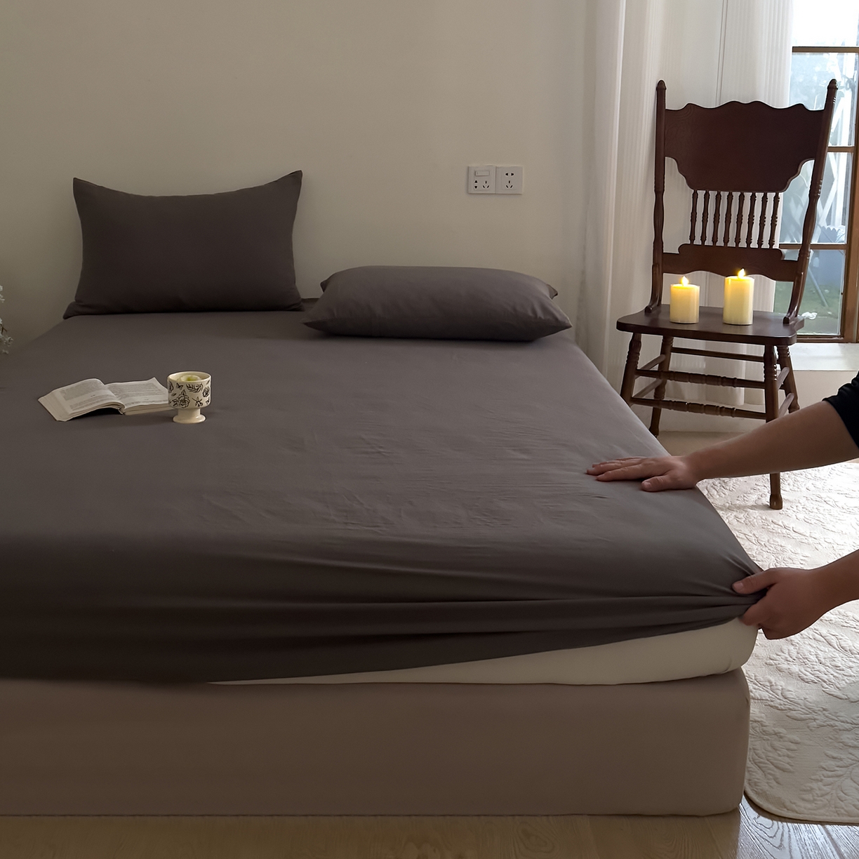 91家纺网 家纺一手货源 找家纺 （总）DoDo 兜兜 2026新款全棉纯棉复古双层纱单品床笠系列（可定做尺寸）