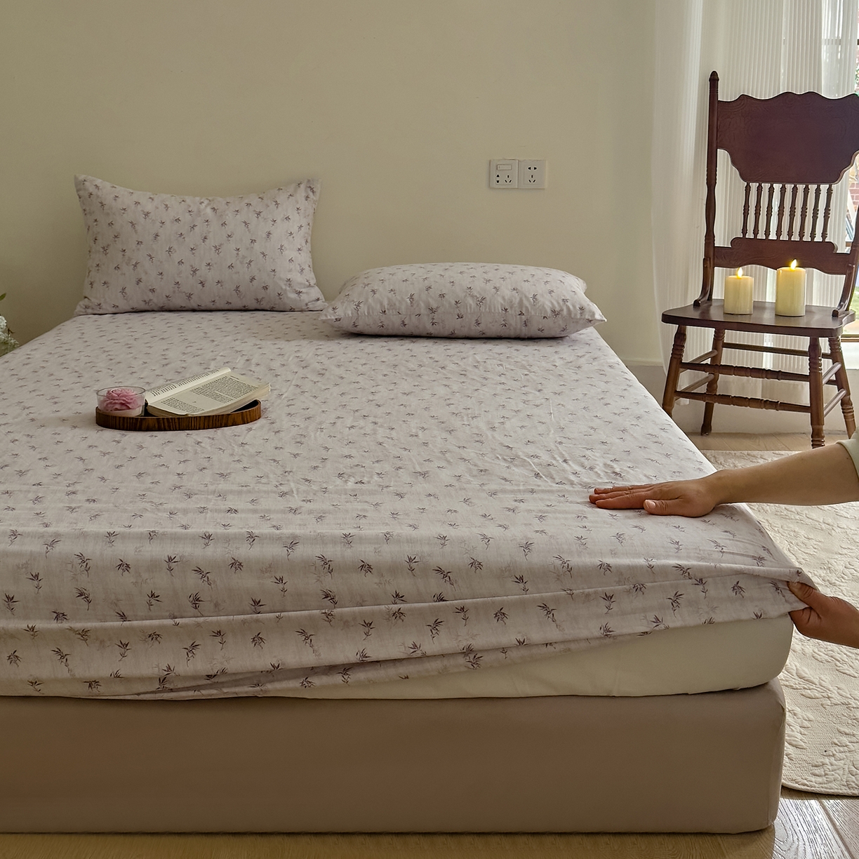 91家纺网 家纺一手货源 找家纺 （总）DoDo 兜兜 2026新款全棉纯棉复古双层纱单品床笠系列（可定做尺寸）