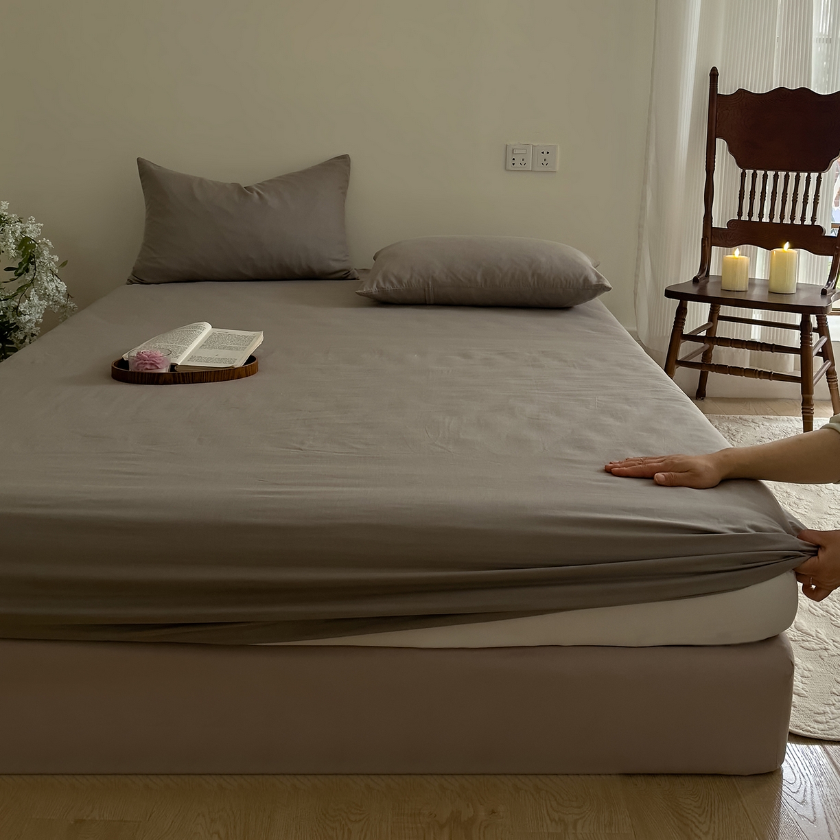 91家纺网 家纺一手货源 找家纺 （总）DoDo 兜兜 2026新款全棉纯棉复古双层纱单品床笠系列（可定做尺寸）