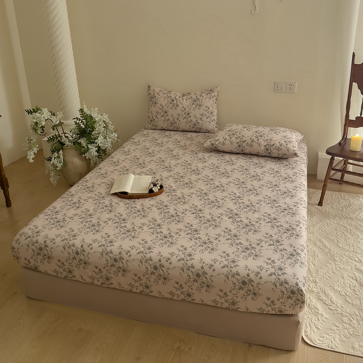 91家纺网 家纺一手货源 找家纺 DoDo 兜兜 2026新款全棉纯棉复古双层纱单品床笠系列（可定做尺寸） 攀枝花