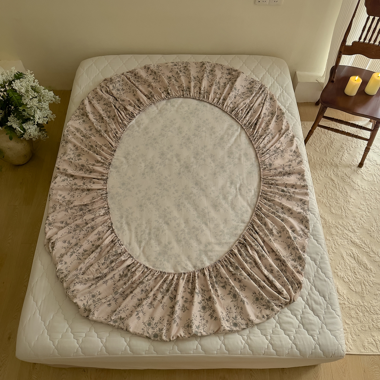 91家纺网 家纺一手货源 找家纺 DoDo 兜兜 2026新款全棉纯棉复古双层纱单品床笠系列（可定做尺寸） 攀枝花