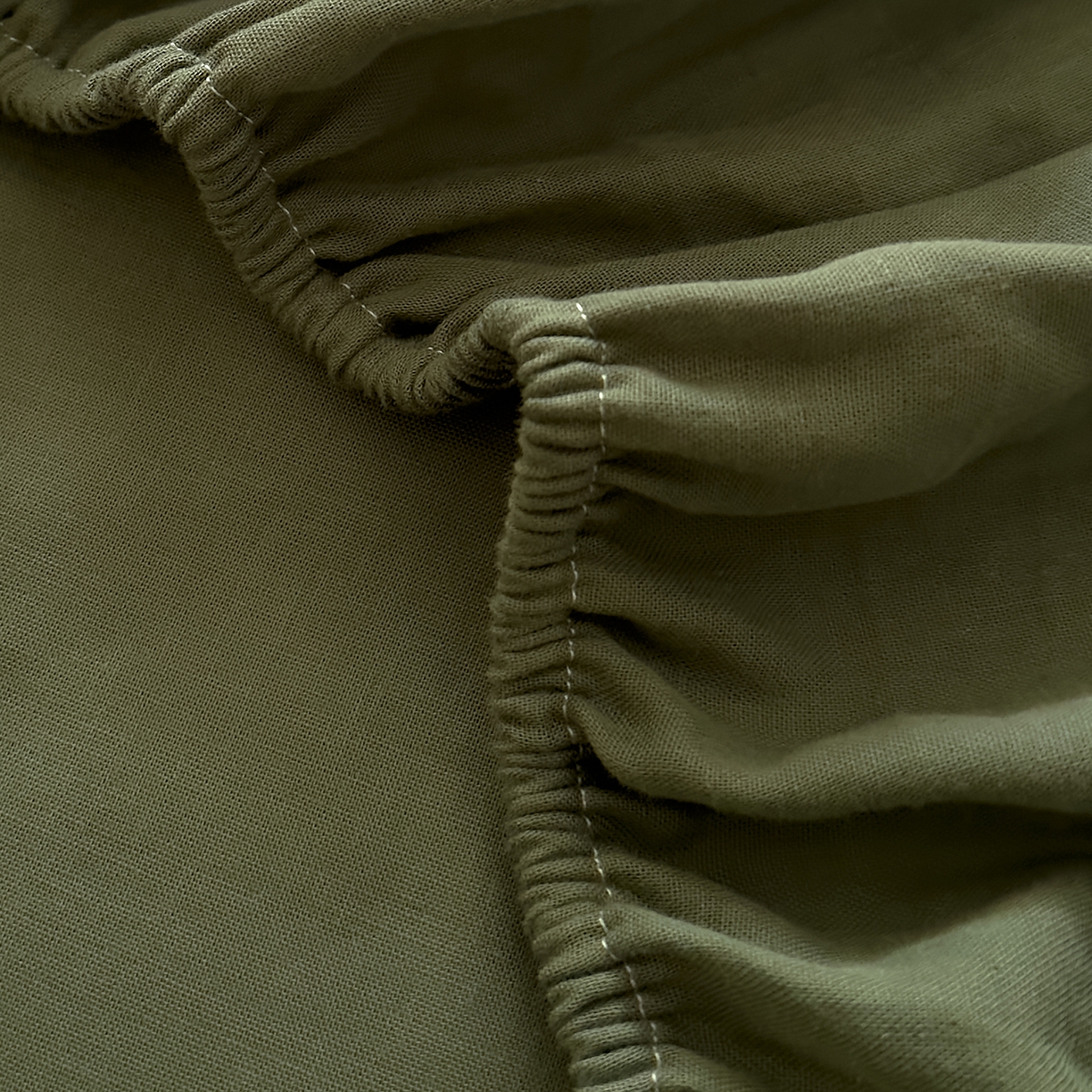 91家纺网 家纺一手货源 找家纺 DoDo 兜兜 2026新款全棉纯棉复古双层纱单品床笠系列（可定做尺寸） 绿色