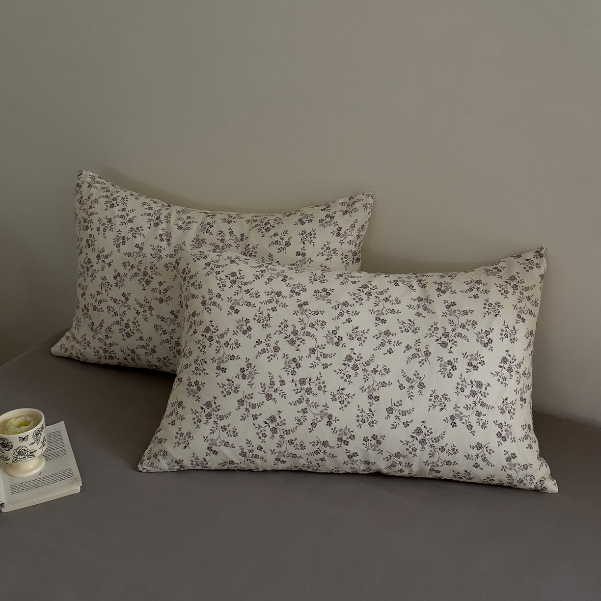 91家纺网 家纺一手货源 找家纺 DoDo 兜兜 2026新款全棉纯棉复古双层纱单品床笠系列（可定做尺寸） 叶语-灰