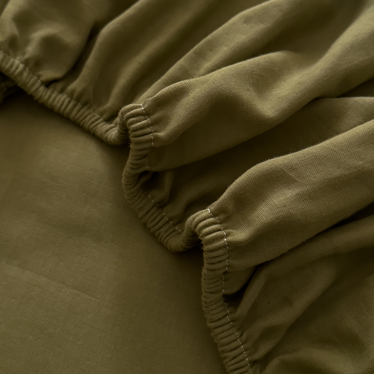 91家纺网 家纺一手货源 找家纺 DoDo 兜兜 2026新款全棉纯棉复古双层纱单品床笠系列（可定做尺寸） 深绿色