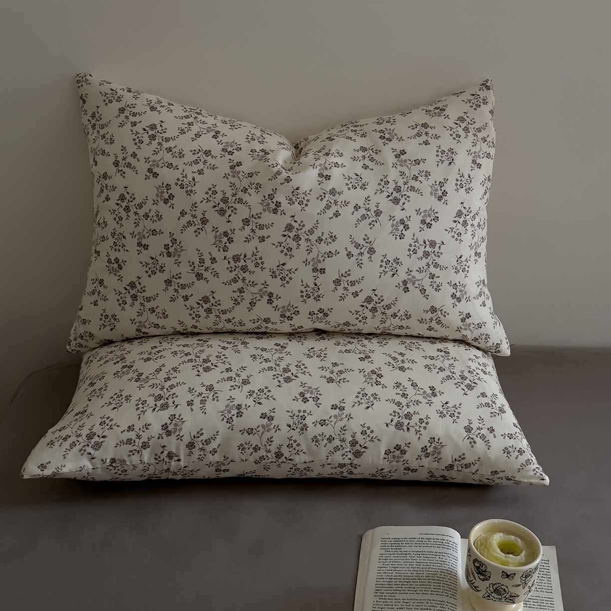 91家纺网 家纺一手货源 找家纺 DoDo 兜兜 2026新款全棉纯棉复古双层纱单品床笠系列（可定做尺寸） 叶语-灰