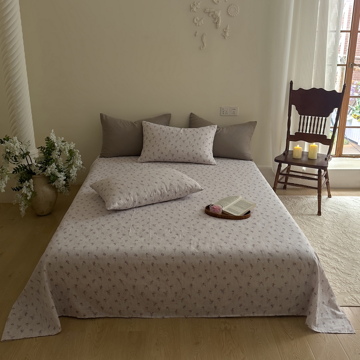 DoDo 兜兜 2026新款全棉纯棉复古双层纱单品床单系列（可定做尺寸） 青竹漫-灰