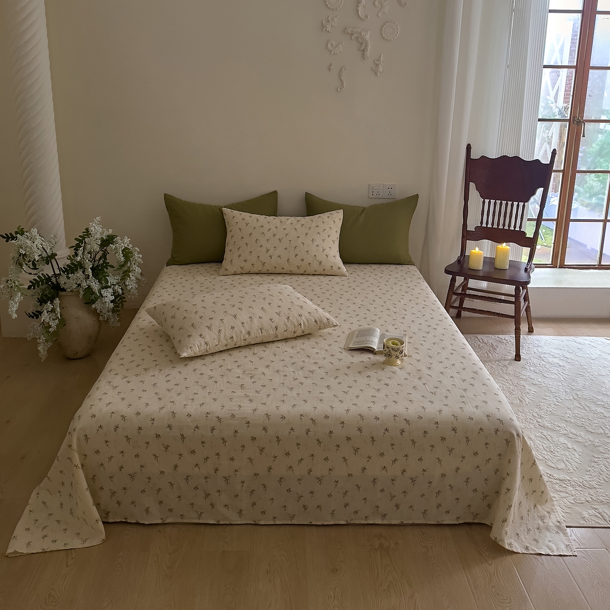 DoDo 兜兜 2026新款全棉纯棉复古双层纱单品床单系列（可定做尺寸） 青竹漫-米