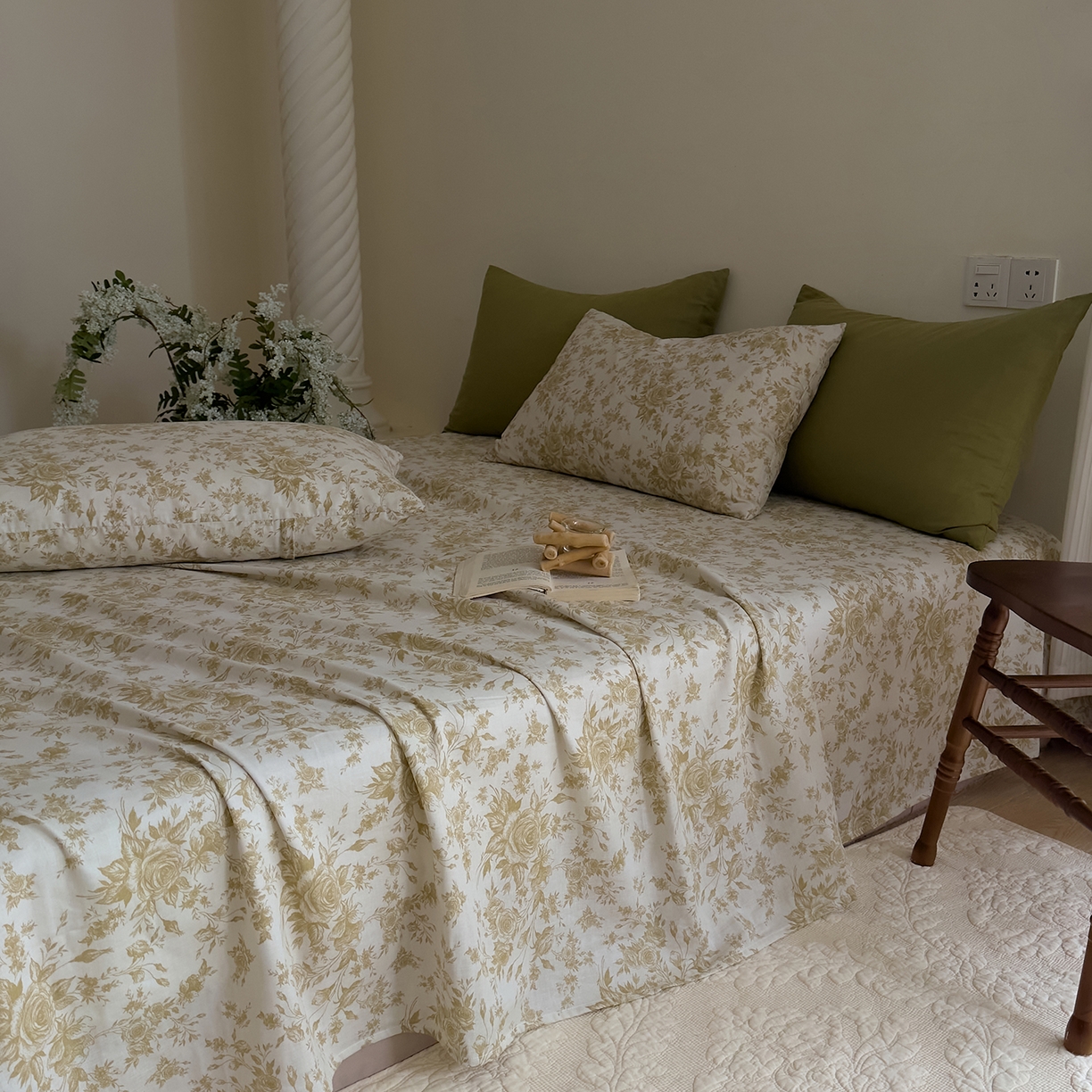 91家纺网 家纺一手货源 找家纺 DoDo 兜兜 2026新款全棉纯棉复古双层纱单品床单系列（可定做尺寸） 眠香铺