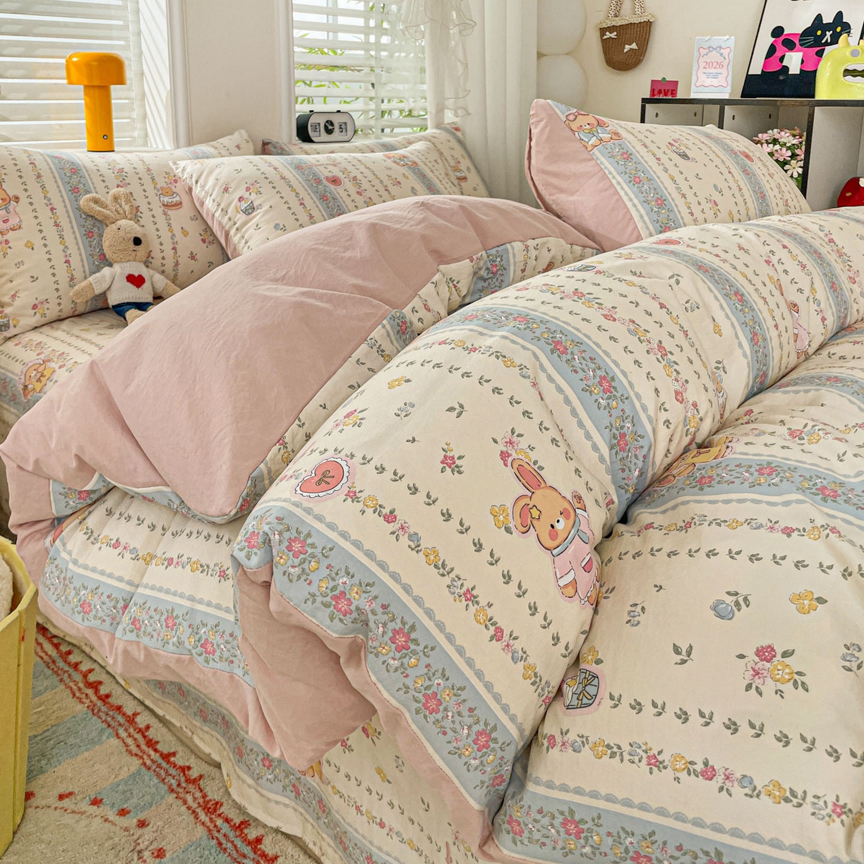 91家纺网 家纺一手货源 找家纺 （总）纽缦家纺 2026新款A类105g仿棉四件套古法水洗棉四件套