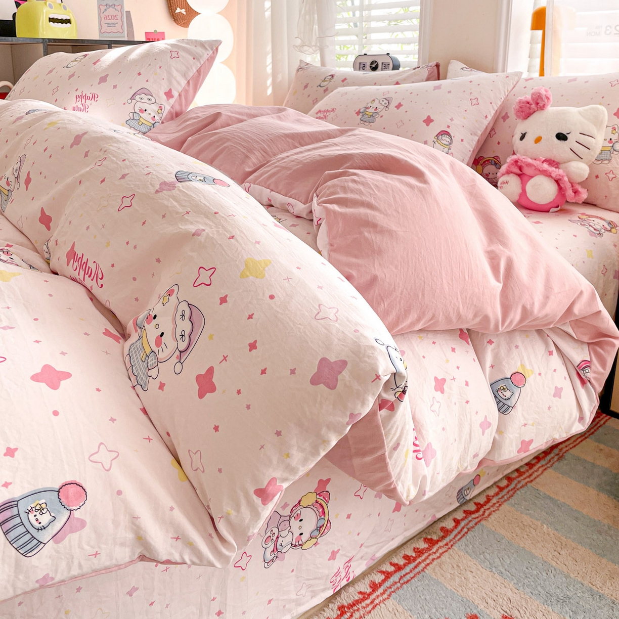 91家纺网 家纺一手货源 找家纺 纽缦家纺 2026新款A类105g仿棉四件套古法水洗棉四件套 安娜