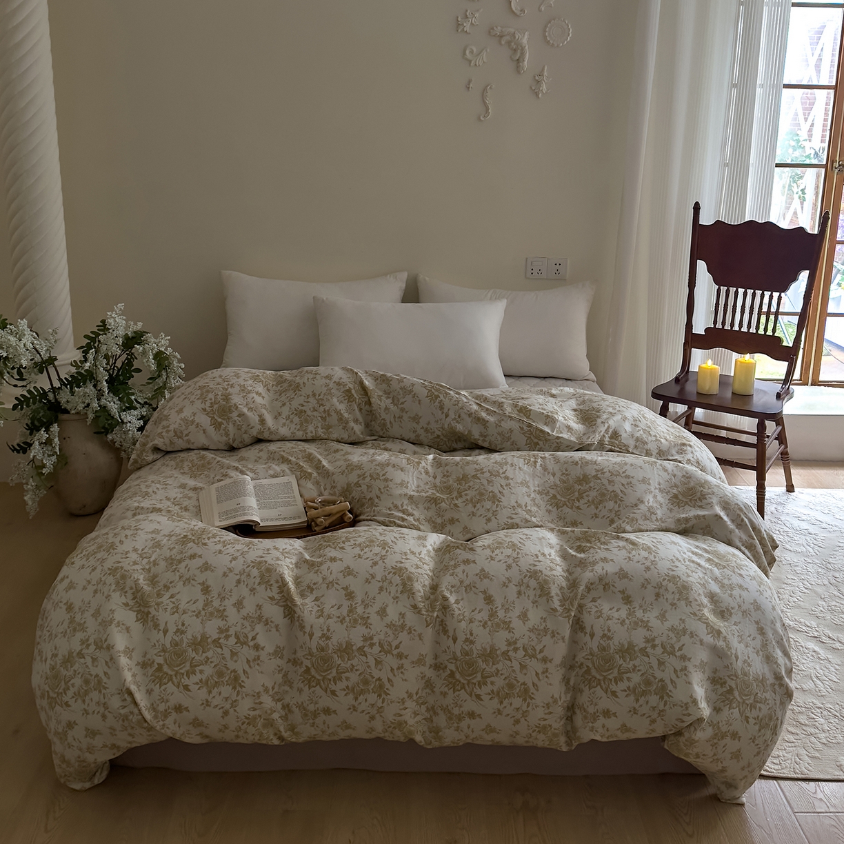 91家纺网 家纺一手货源 找家纺 （总）DoDo 兜兜 2026新款全棉纯棉复古双层纱单品被套系列（可定做尺寸）