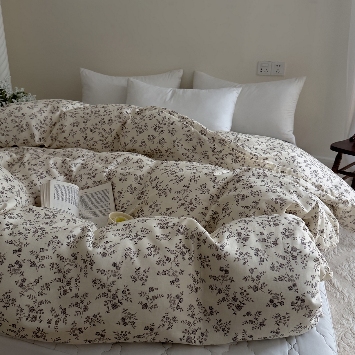 91家纺网 家纺一手货源 找家纺 DoDo 兜兜 2026新款全棉纯棉复古双层纱单品被套系列（可定做尺寸） 叶语-灰