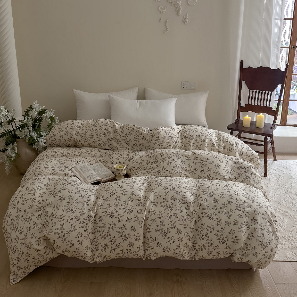 DoDo 兜兜 2026新款全棉纯棉复古双层纱单品被套系列（可定做尺寸） 叶语-灰