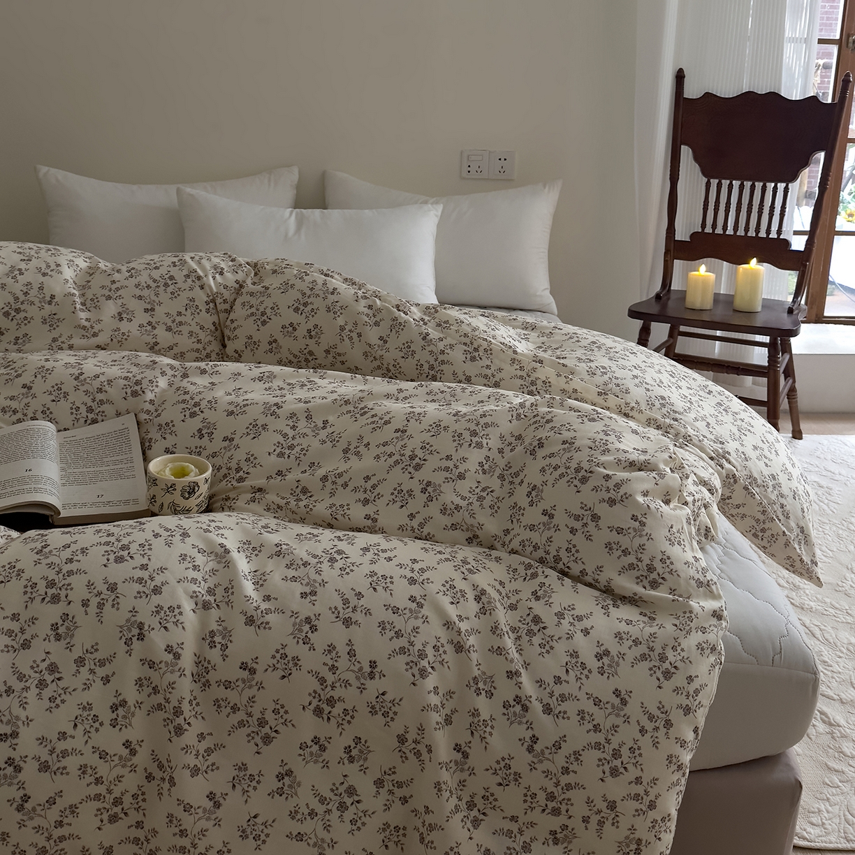 91家纺网 家纺一手货源 找家纺 DoDo 兜兜 2026新款全棉纯棉复古双层纱单品被套系列（可定做尺寸） 叶语-灰