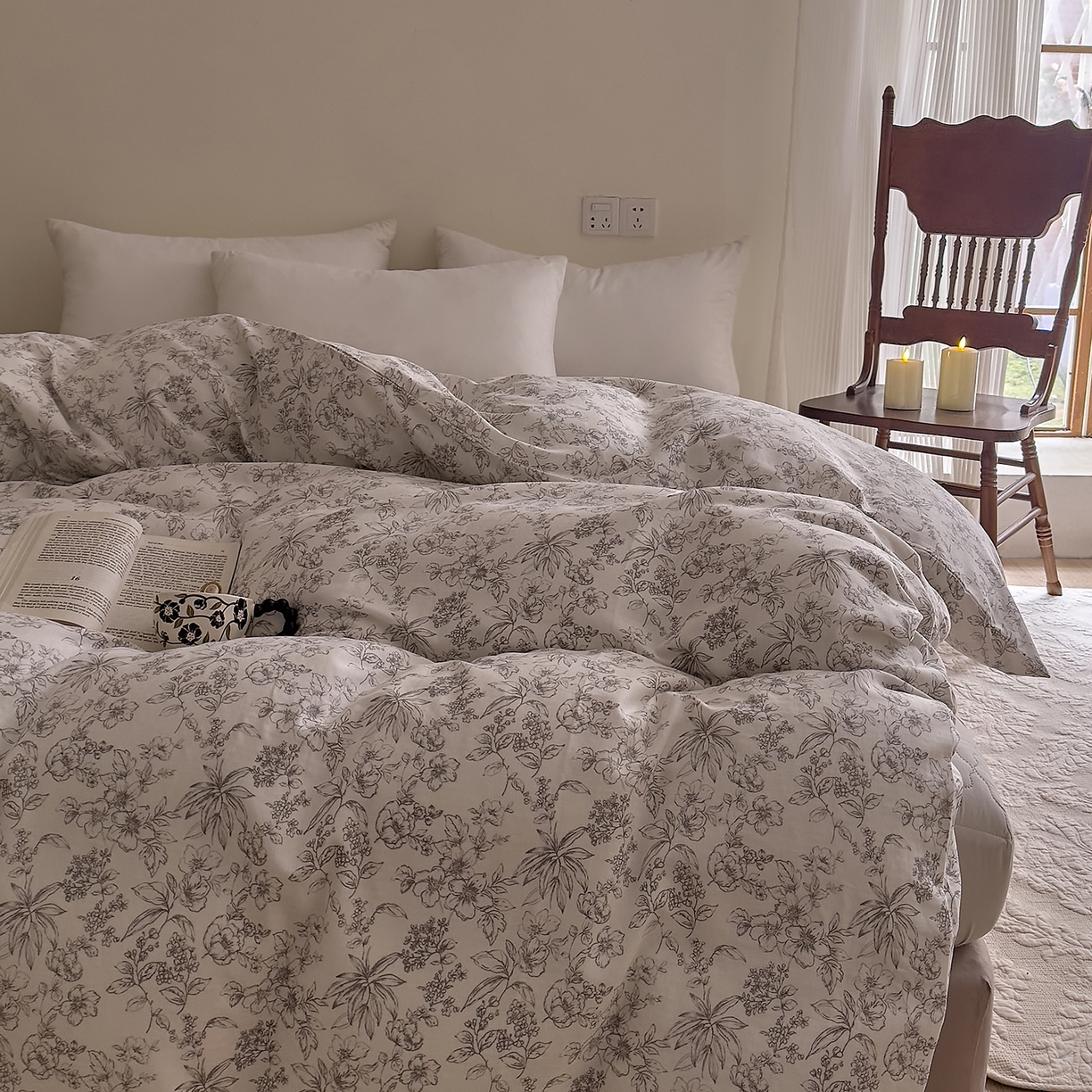 91家纺网 家纺一手货源 找家纺 DoDo 兜兜 2026新款全棉纯棉复古双层纱单品被套系列（可定做尺寸） 睡花间