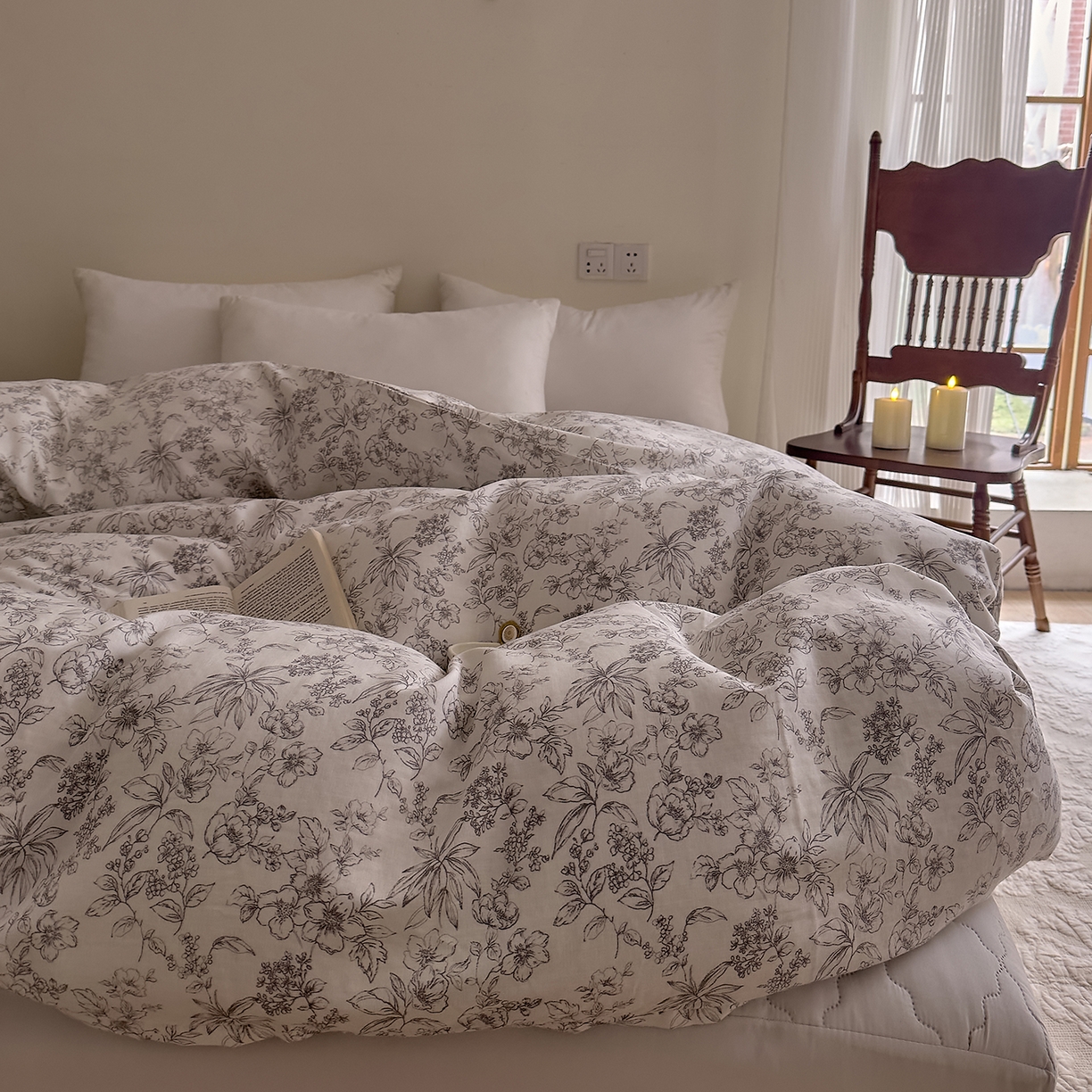 91家纺网 家纺一手货源 找家纺 DoDo 兜兜 2026新款全棉纯棉复古双层纱单品被套系列（可定做尺寸） 睡花间