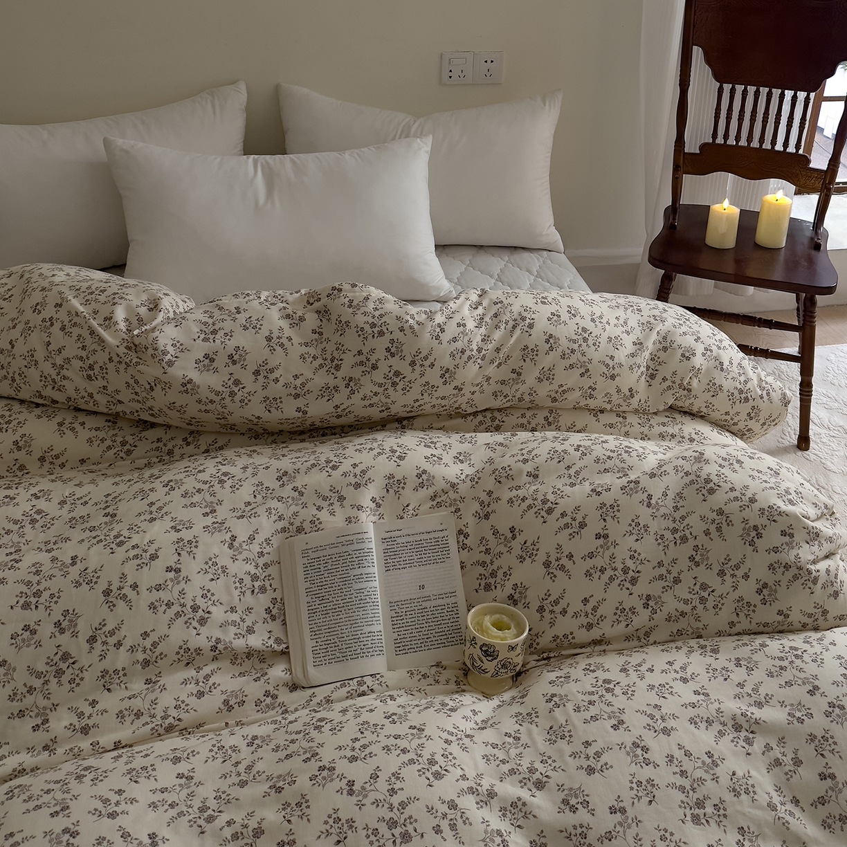 91家纺网 家纺一手货源 找家纺 DoDo 兜兜 2026新款全棉纯棉复古双层纱单品被套系列（可定做尺寸） 叶语-灰