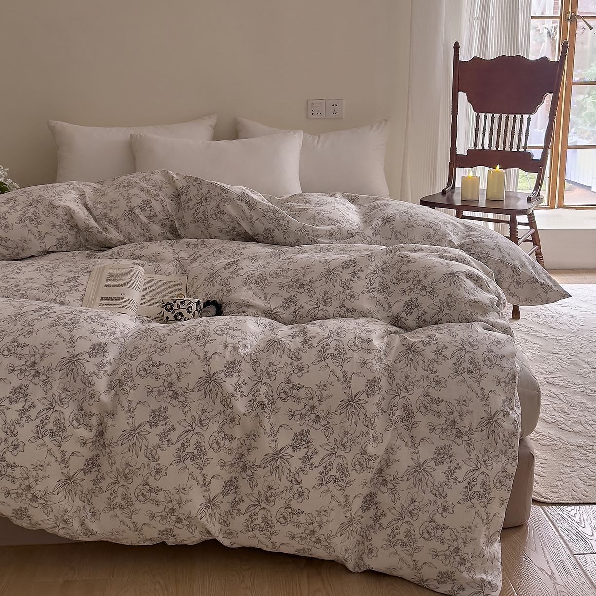 91家纺网 家纺一手货源 找家纺 DoDo 兜兜 2026新款全棉纯棉复古双层纱单品被套系列（可定做尺寸） 睡花间