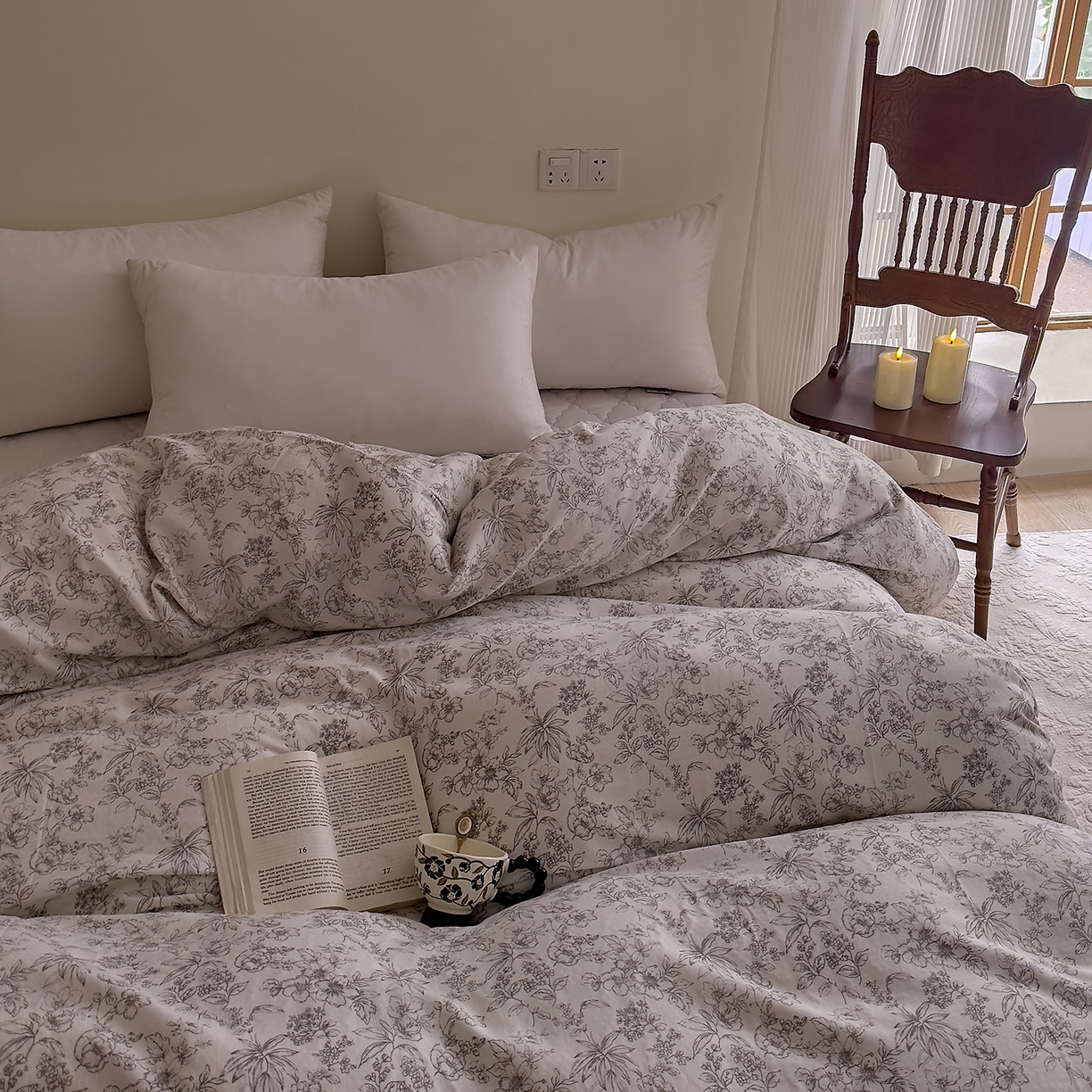 91家纺网 家纺一手货源 找家纺 DoDo 兜兜 2026新款全棉纯棉复古双层纱单品被套系列（可定做尺寸） 睡花间