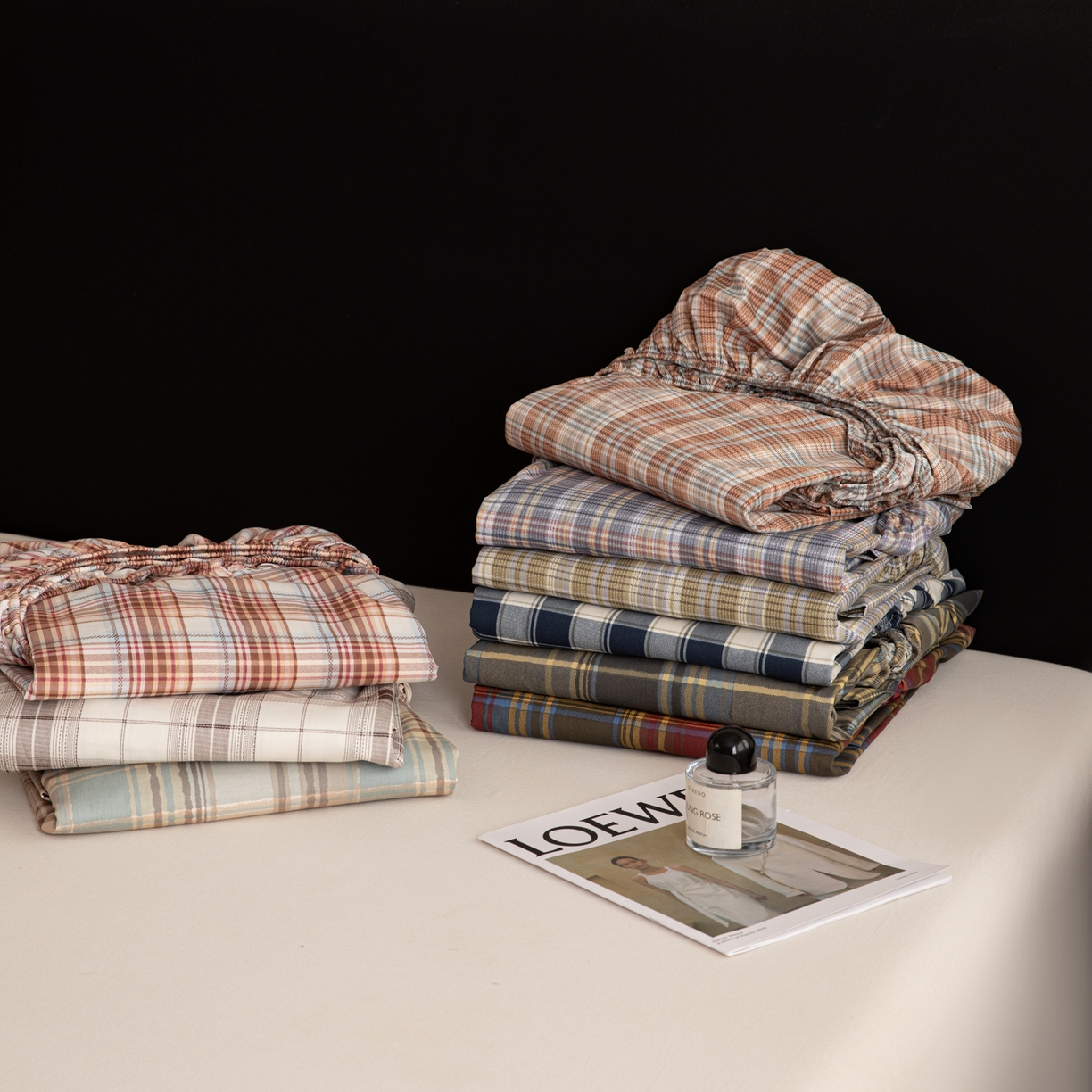 91家纺网 家纺一手货源 找家纺 简宜家居（朝初家纺） 2026新款40支13070全棉简约格子系列A版床笠 组合（仅参考）