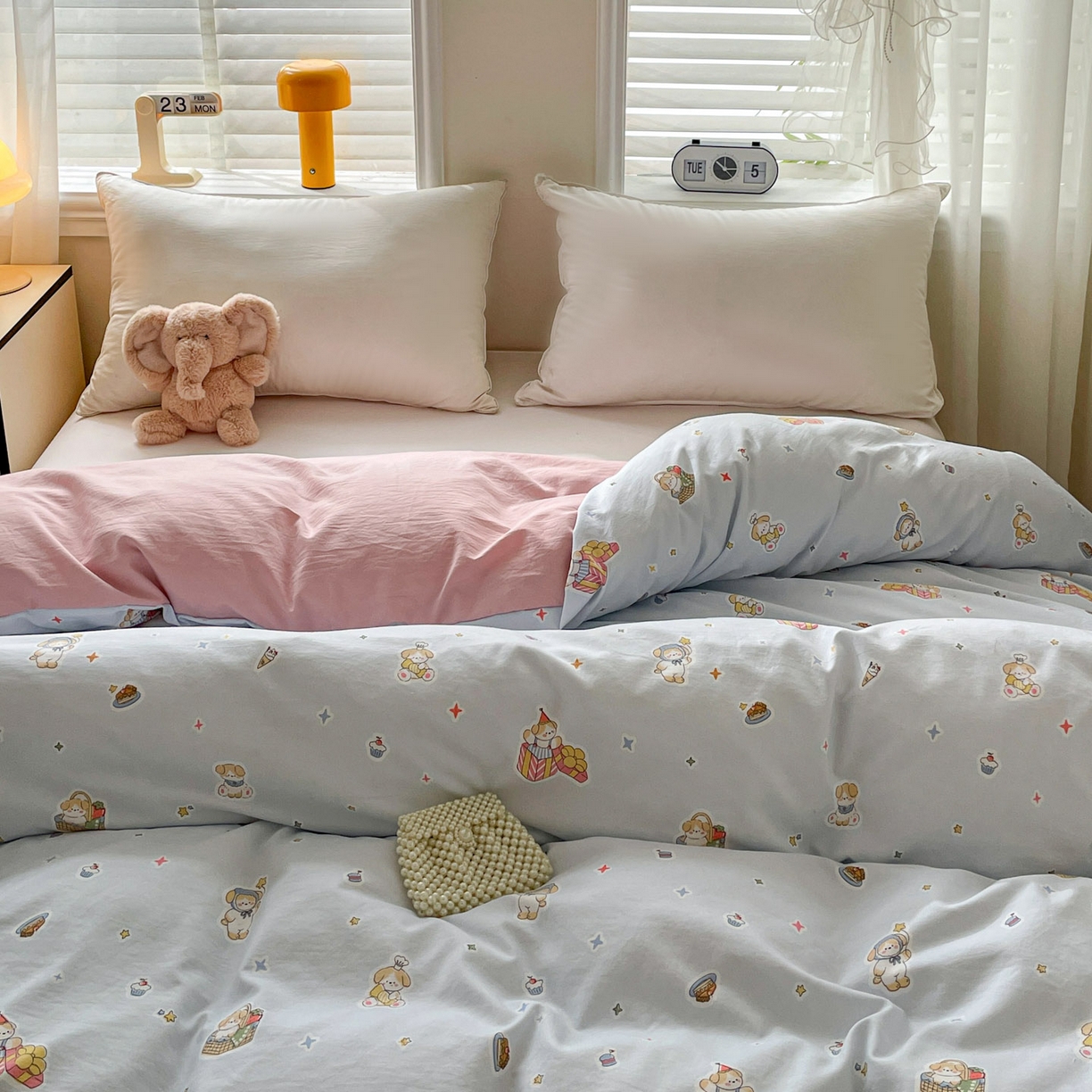 91家纺网 家纺一手货源 找家纺 纽缦家纺 2026新款A类105g仿棉四件套古法水洗棉四件套 安琪拉