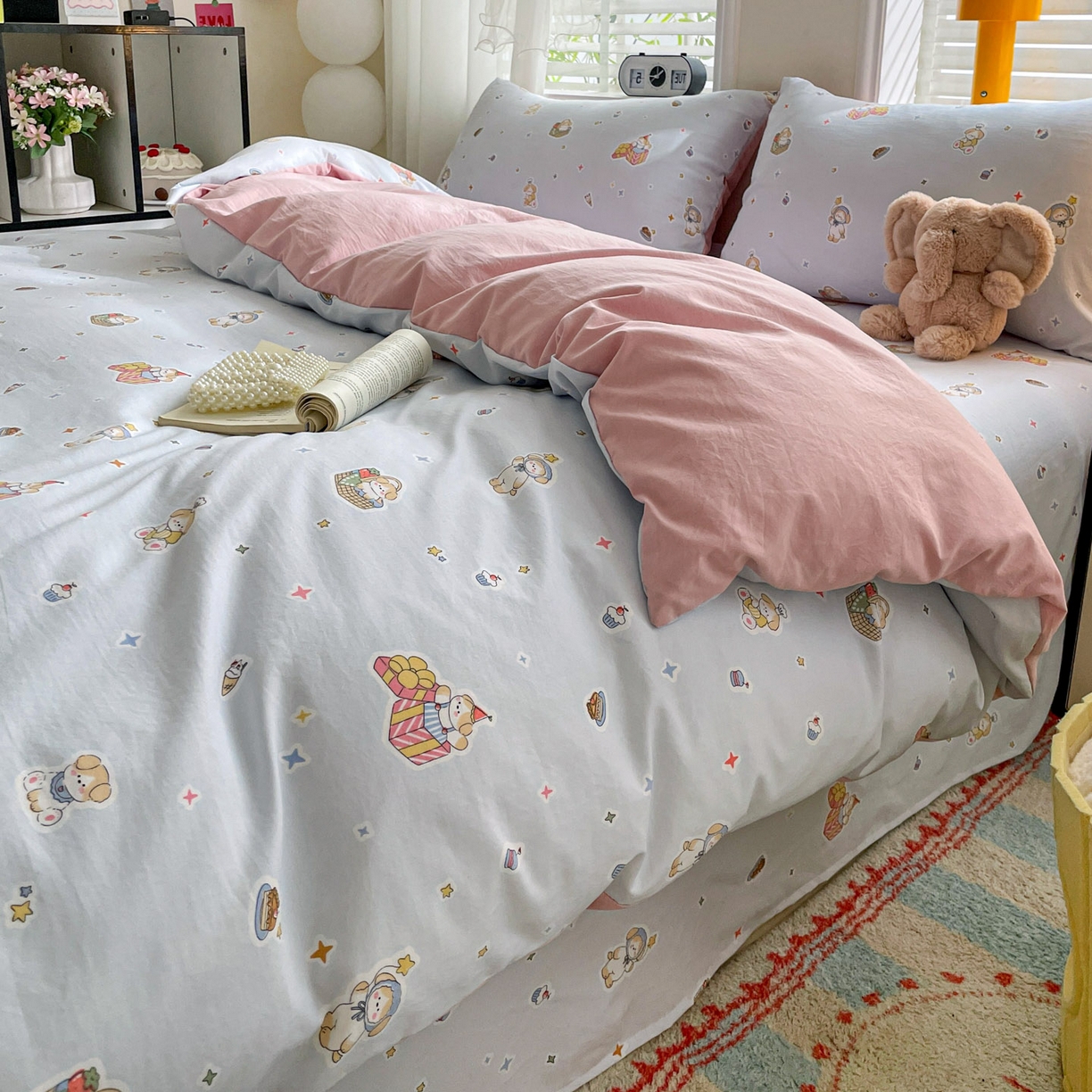 91家纺网 家纺一手货源 找家纺 纽缦家纺 2026新款A类105g仿棉四件套古法水洗棉四件套 安琪拉