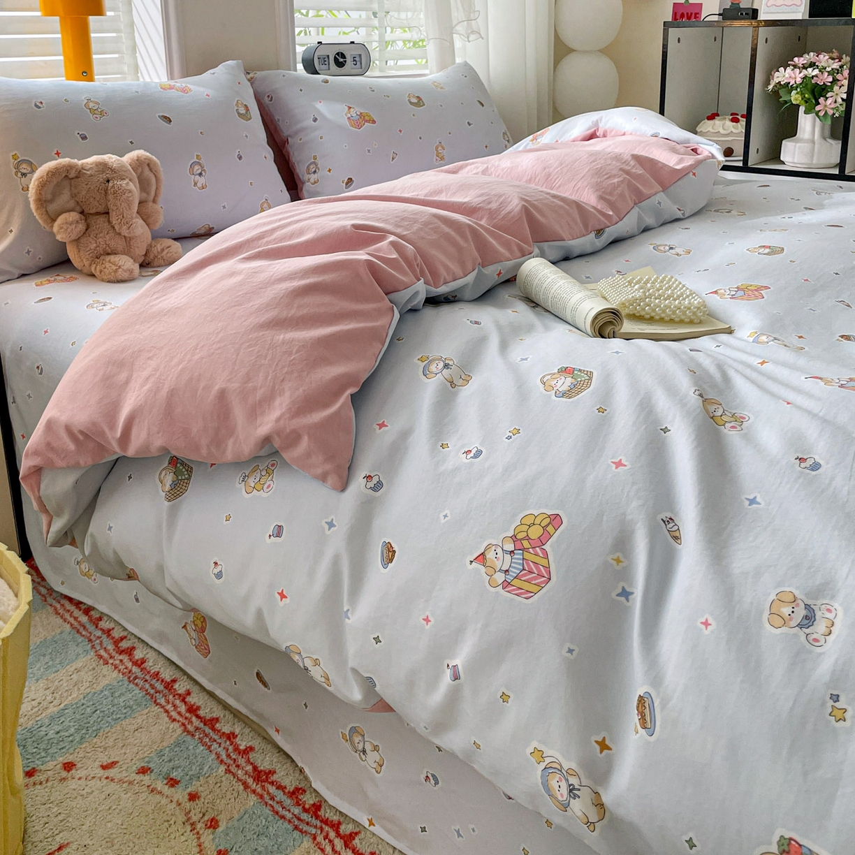 91家纺网 家纺一手货源 找家纺 纽缦家纺 2026新款A类105g仿棉四件套古法水洗棉四件套 安琪拉