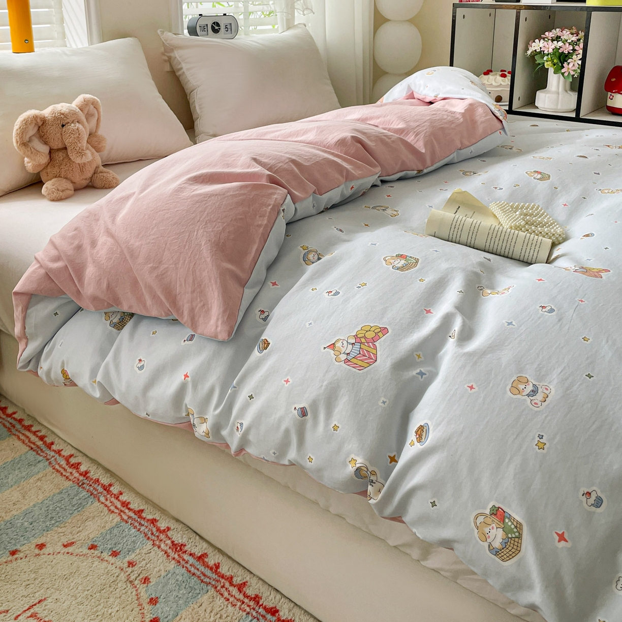 91家纺网 家纺一手货源 找家纺 纽缦家纺 2026新款A类105g仿棉四件套古法水洗棉四件套 安琪拉