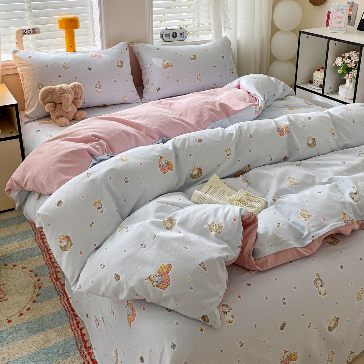 91家纺网 家纺一手货源 找家纺 纽缦家纺 2026新款A类105g仿棉四件套古法水洗棉四件套 安琪拉