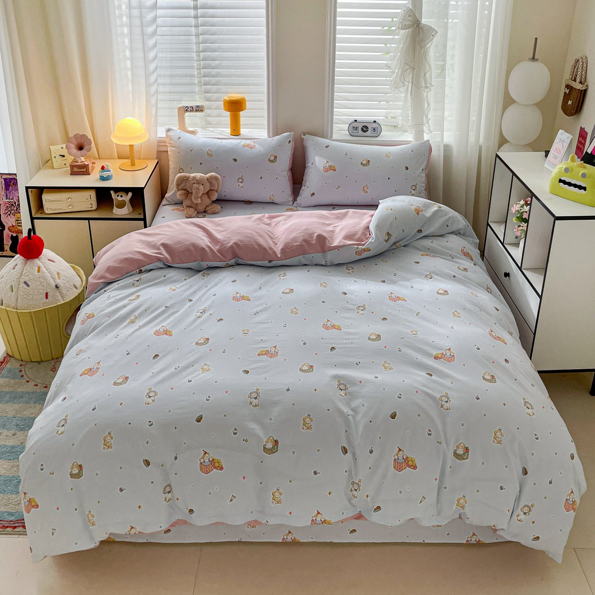 91家纺网 家纺一手货源 找家纺 纽缦家纺 2026新款A类105g仿棉四件套古法水洗棉四件套 安琪拉