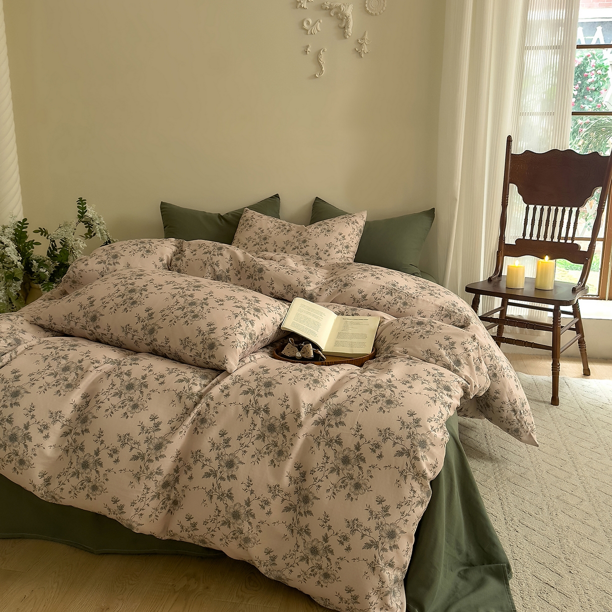 91家纺网 家纺一手货源 找家纺 （总）DoDo 兜兜 2026新款全棉纯棉复古双层纱四件套系列（可定做尺寸）