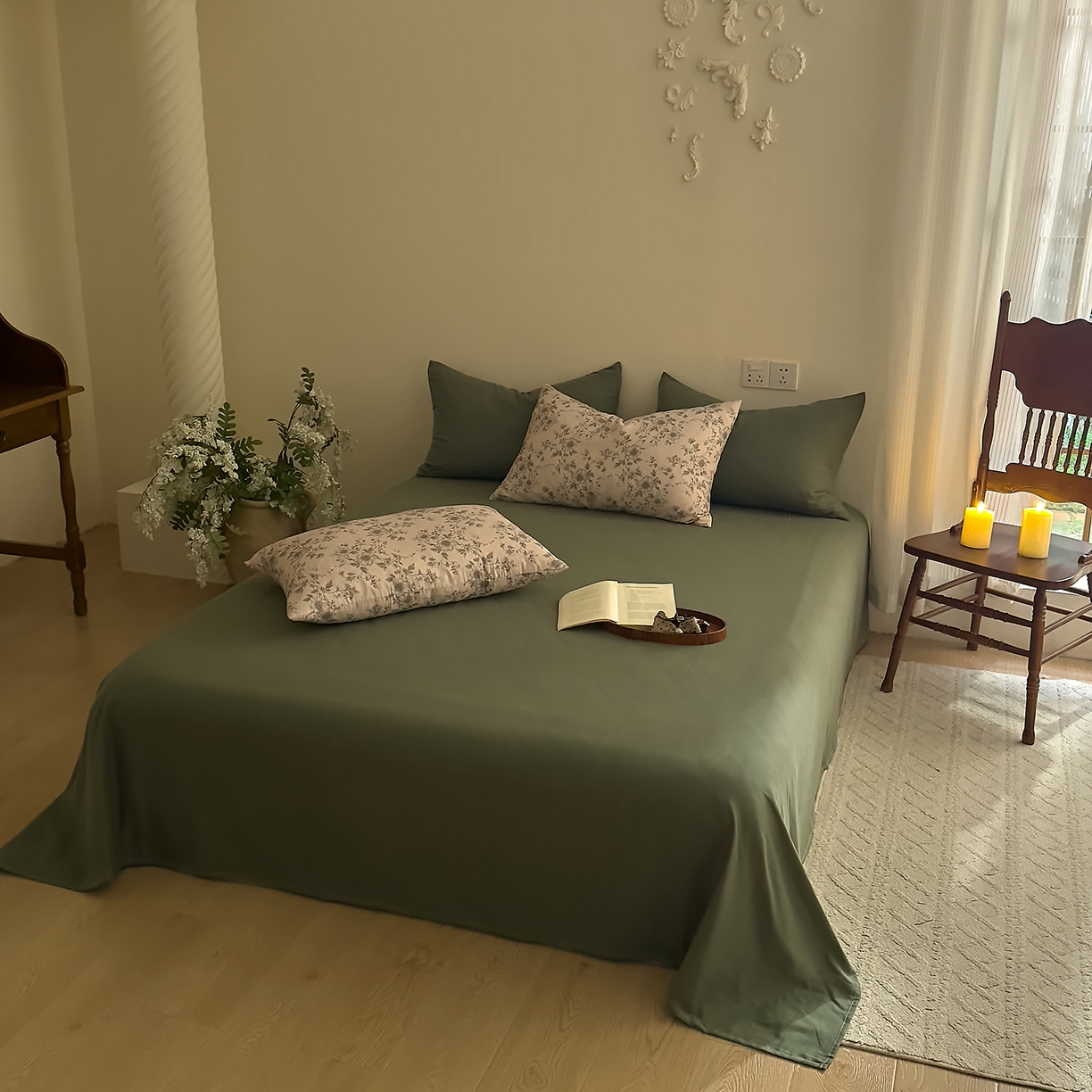 91家纺网 家纺一手货源 找家纺 （总）DoDo 兜兜 2026新款全棉纯棉复古双层纱四件套系列（可定做尺寸）