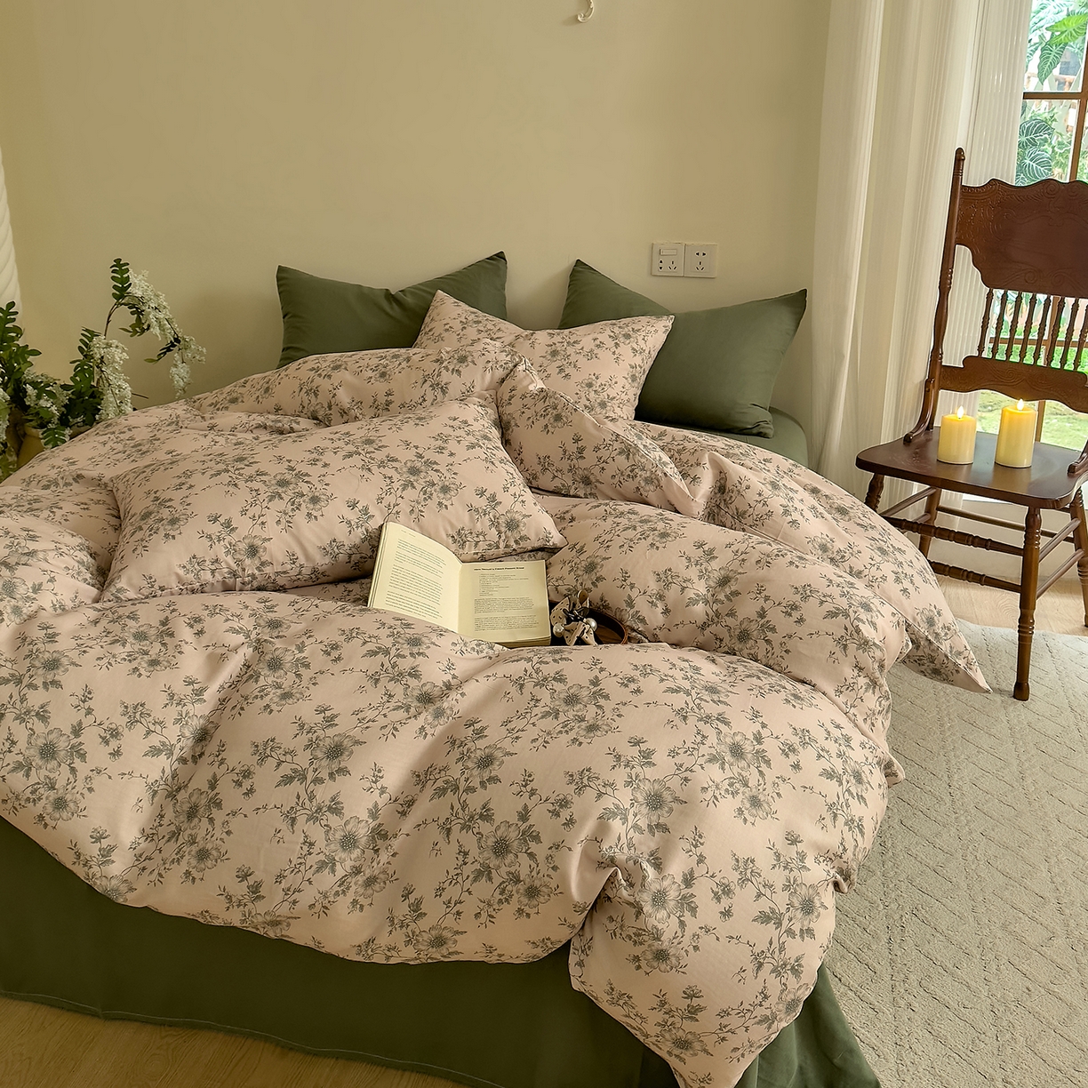 91家纺网 家纺一手货源 找家纺 （总）DoDo 兜兜 2026新款全棉纯棉复古双层纱四件套系列（可定做尺寸）