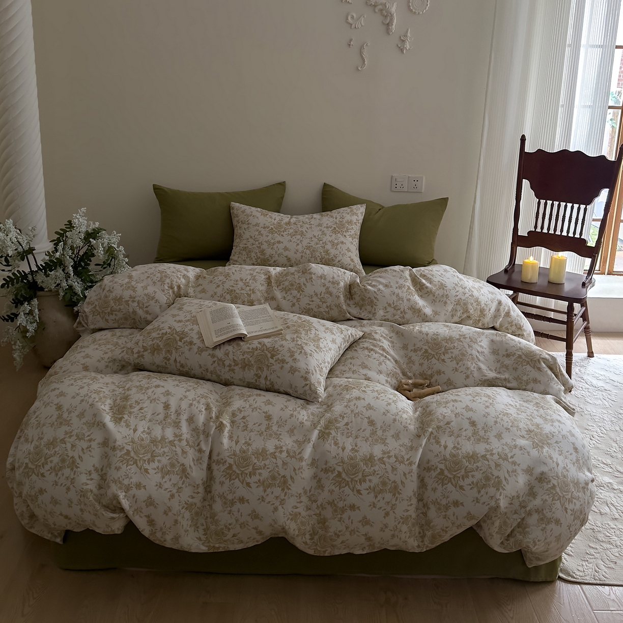 91家纺网 家纺一手货源 找家纺 DoDo 兜兜 2026新款全棉纯棉复古双层纱四件套系列（可定做尺寸） 眠香铺